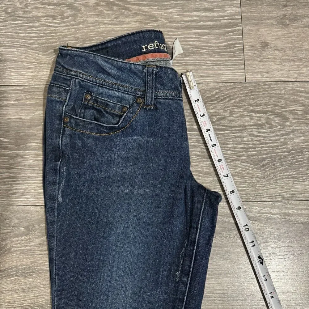 Refuge Women Blue Wide Flared‎ Leg Short Rise Y2K Size 7S